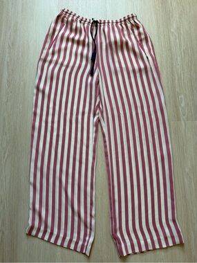Scotch & Soda Pink and White Vertical-Stripe Straight-Leg Pants